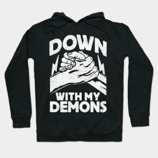 Down With My Demons: Funny Vintage Gothic Handshake Hoodie